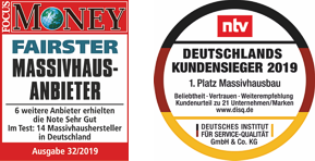 focus-money-ntv-sieger ARGE-HAUS ist Fairster Massivhausanbieter und Kundensieger auf NTV.